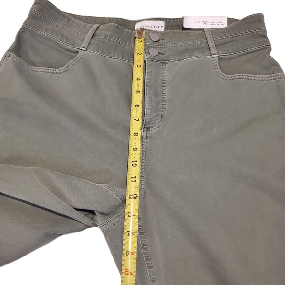 LOFT Frayed High Rise Skinny Crop Jeans Women's 14 Khaki Army Green 32/14 - Picture 10 of 12